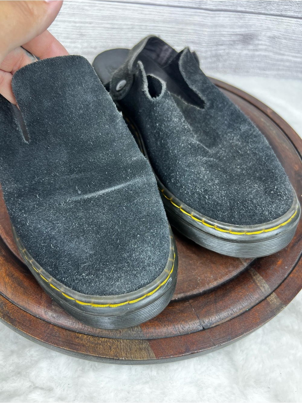 Dr. Martens Carlson Black Suede Slingback Mules Clogs Shoes Mens 7/ Women’s 8 - Picture 7 of 12